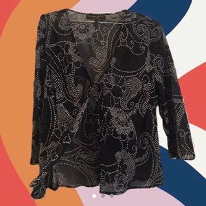 Donna Ricco sheer front tie-up cardigan